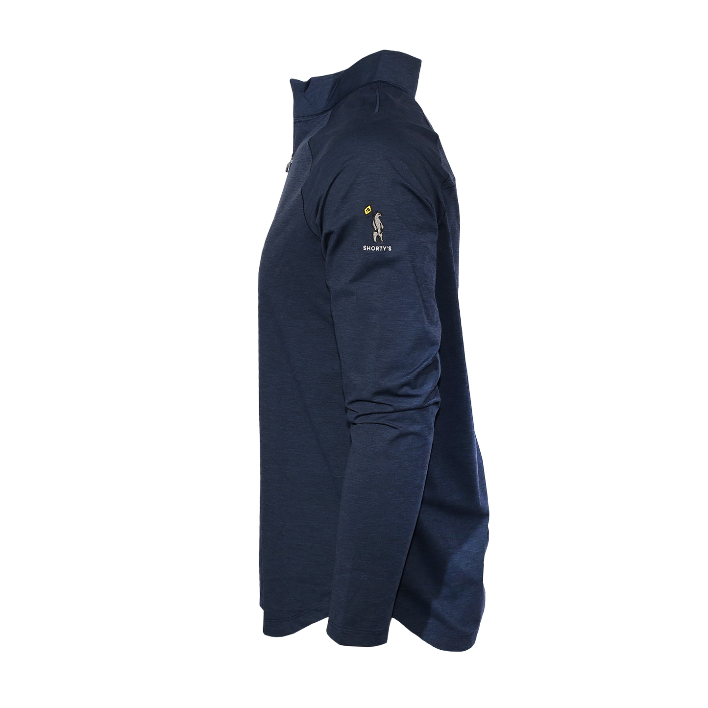 Side view showing the Shorty's bear logo on the left sleeve.