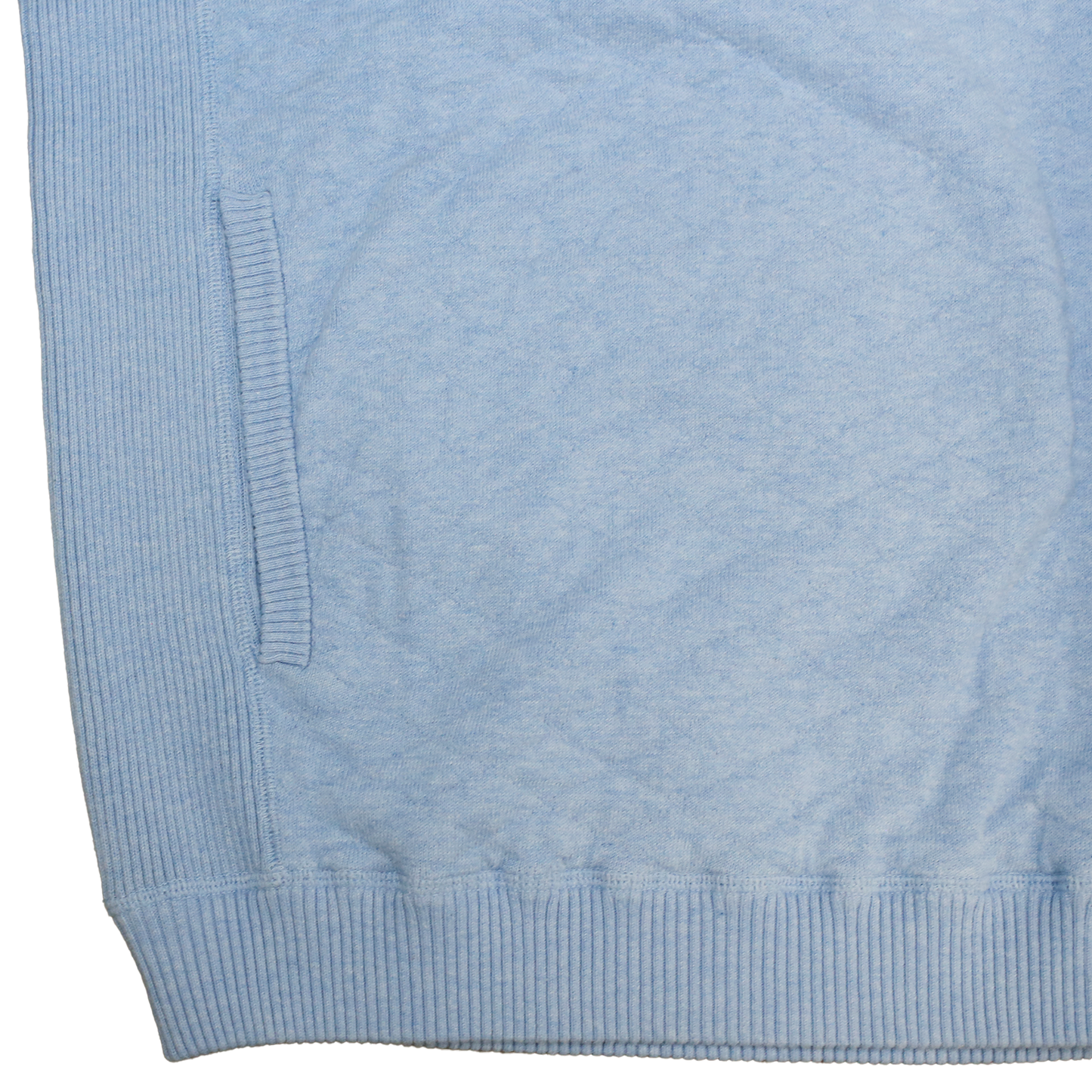 Light Blue jacquard-knit crewneck sweater hoodie. Ribbed hem.