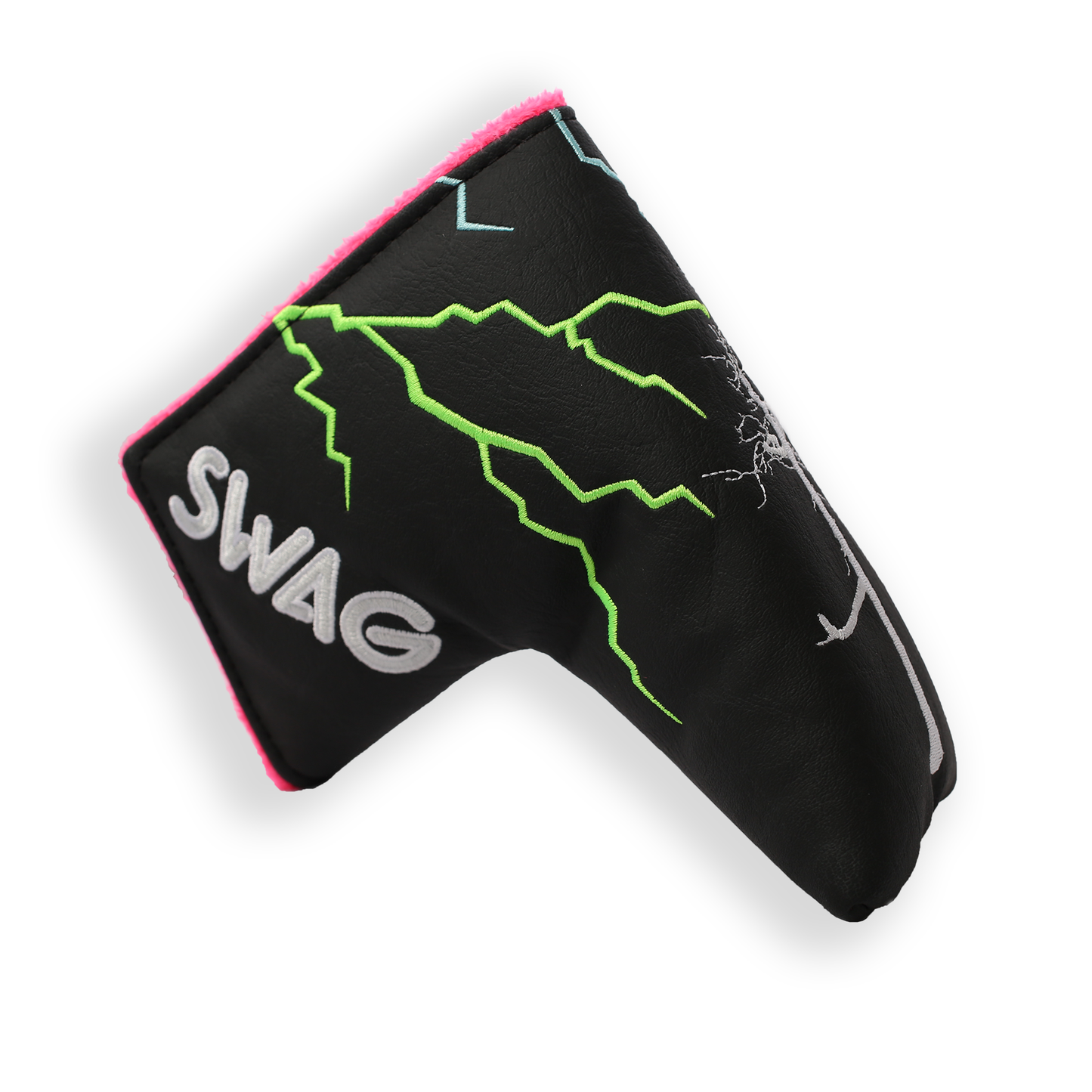 Black Ghost Tree Swag headcover. Featuring the Swag logo and vibrant colors.