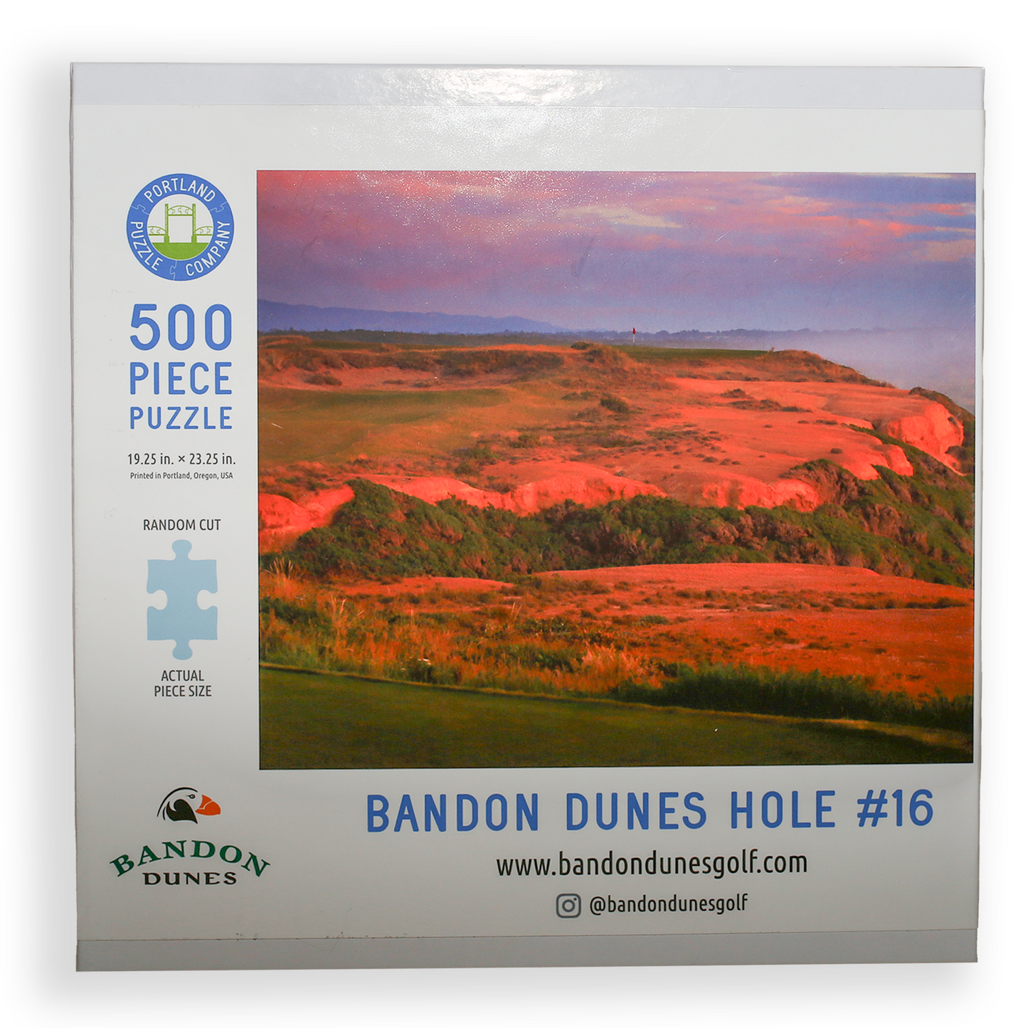 Puzzle box with "Bandon Dunes Hole #16".