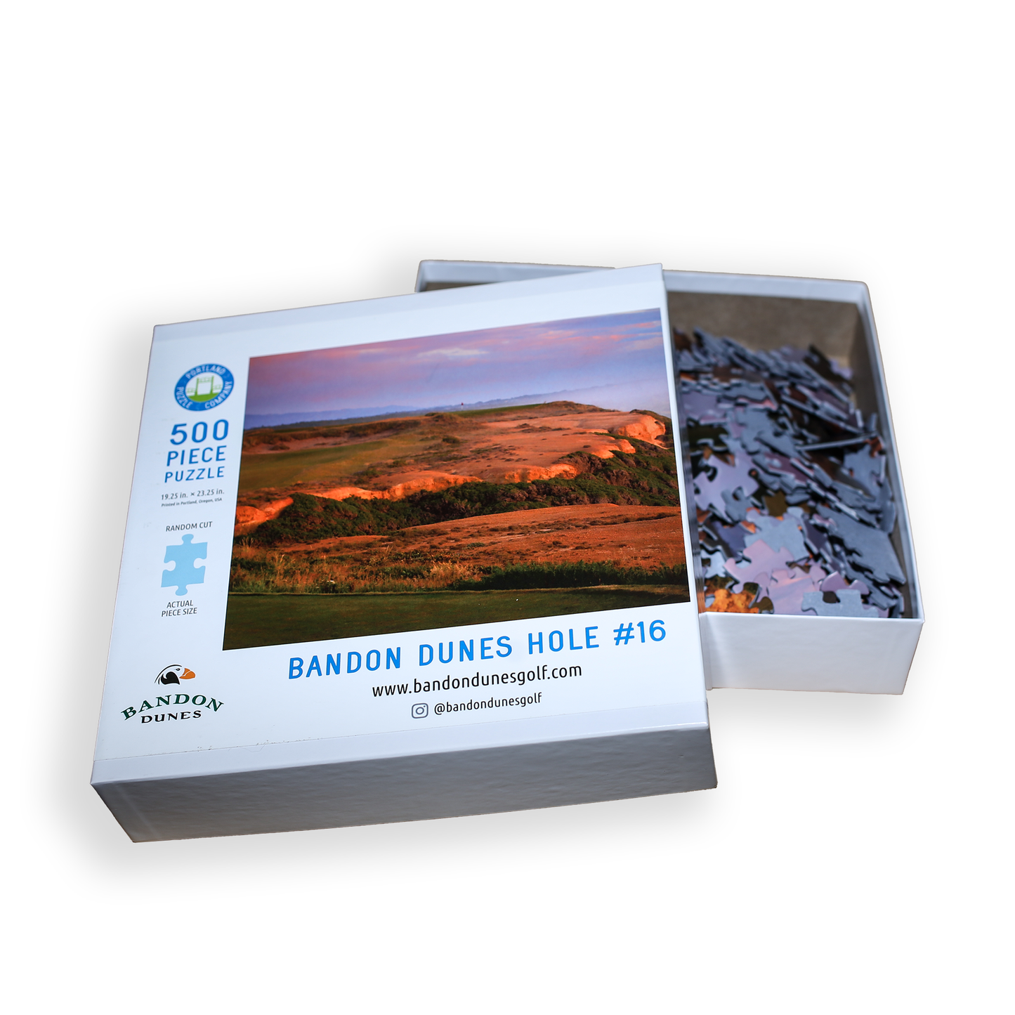 Puzzle box with "Bandon Dunes Hole #16".
