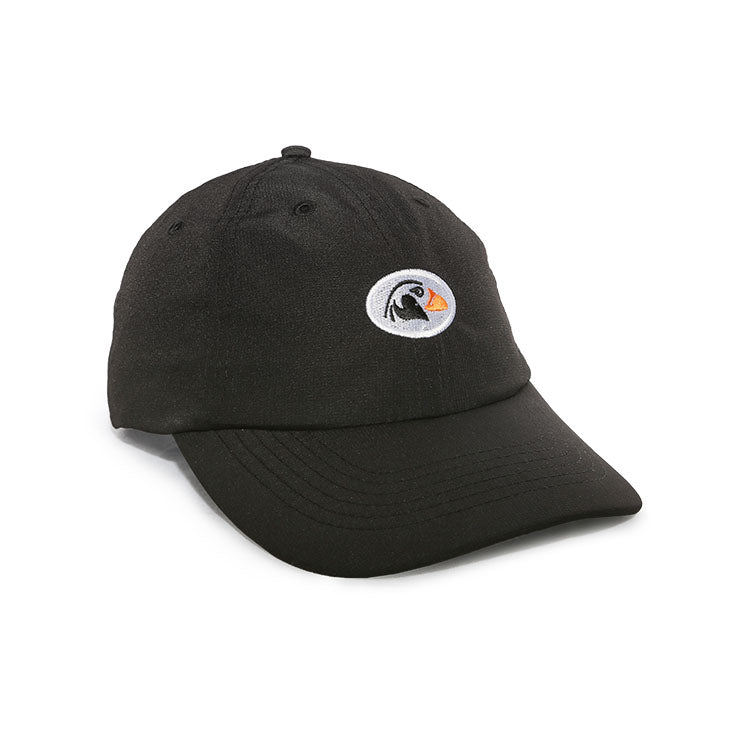 Black baseball cap with Bandon Dunes puffin logo patch