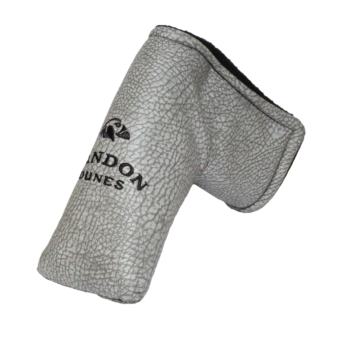 Gray Seamus blade putter cover featuring the Bandon Dunes logo with black embroidery.