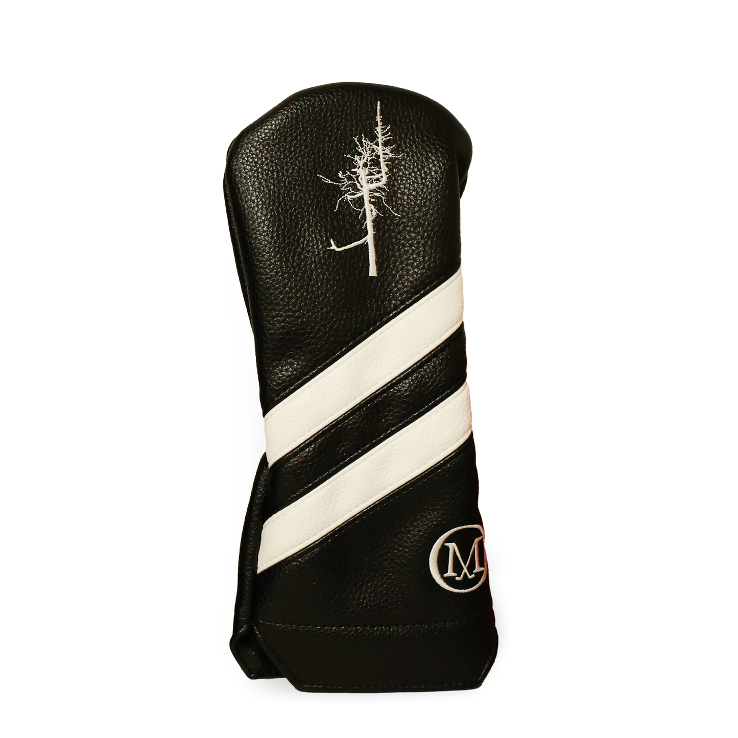 Fairway cover black with white embroidered Ghost Tree and Old Macdonald logo and 2 angled stripes.