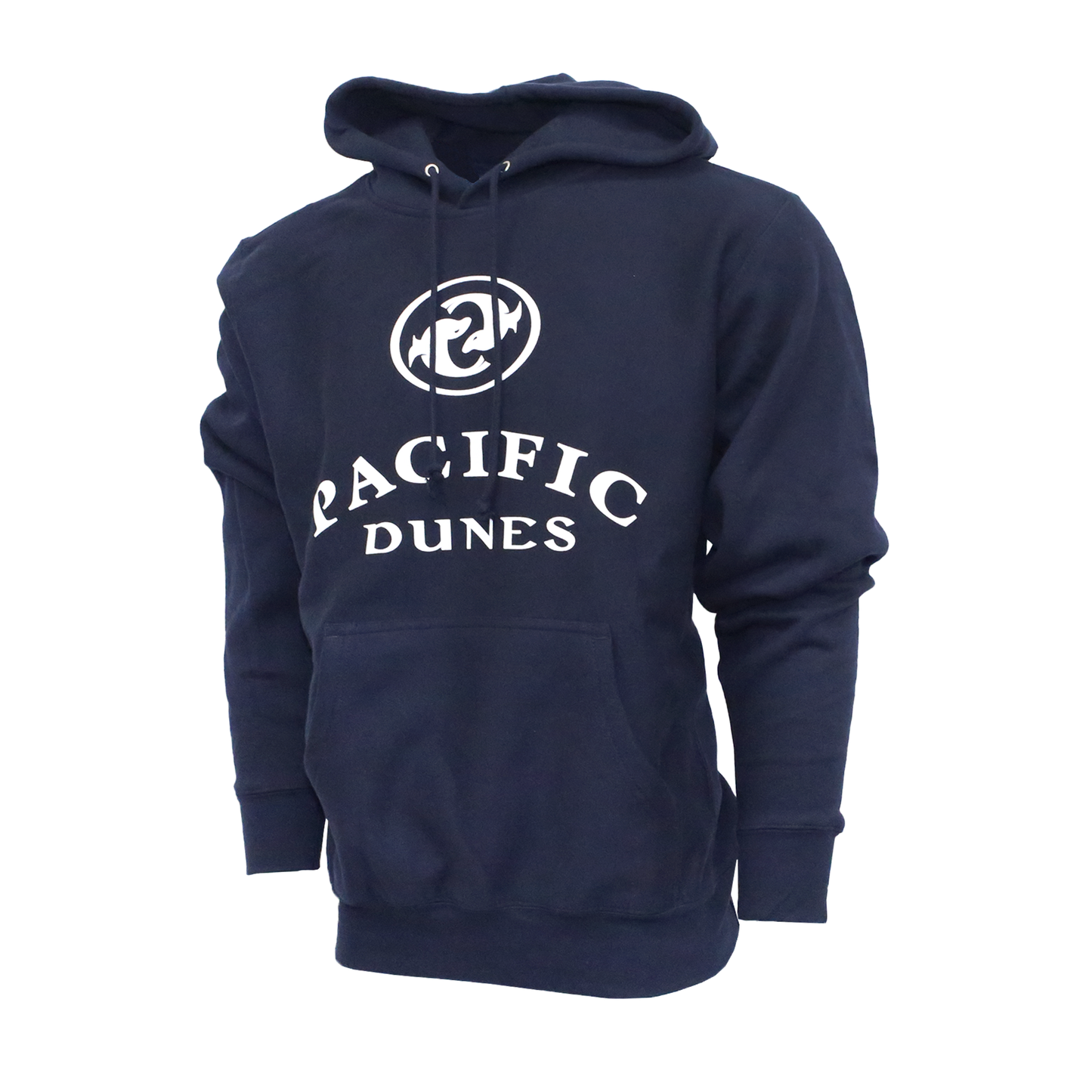 Navy hoodie with the Pacific Dunes logo on the chest in white.