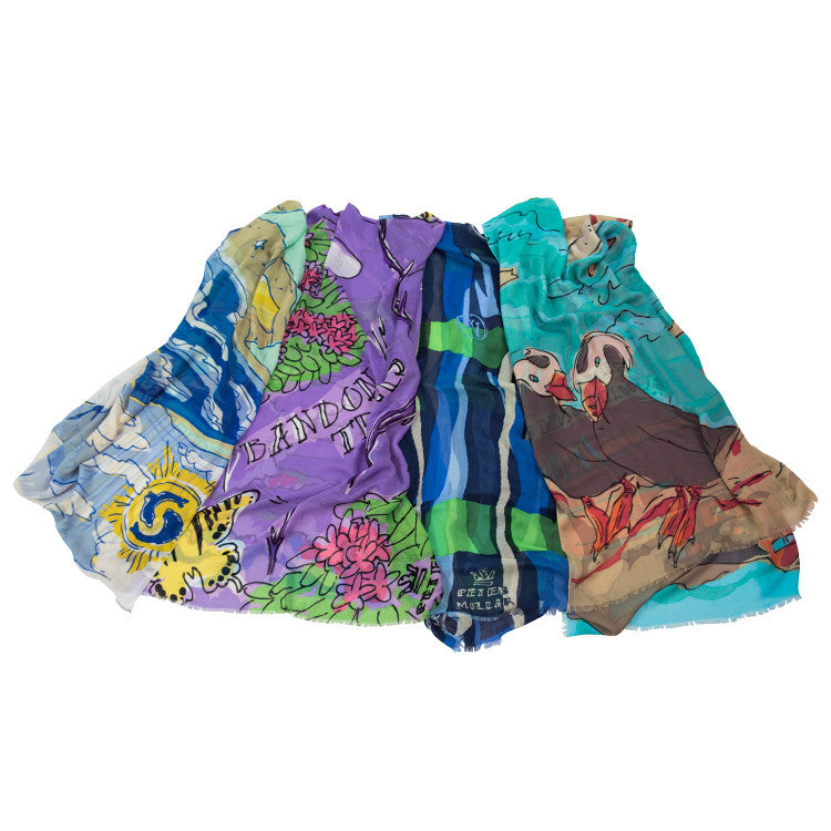 Custom Designed Hand Drawn Resort Scarves –