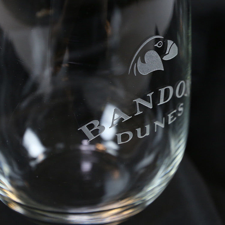 Stemless Wine Glass Set of 2 Bandon Dunes Logo