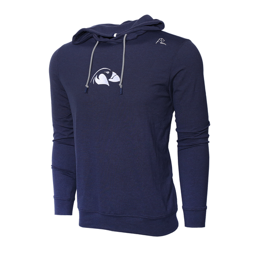 Soft fabric and a modern comfort fit navy hoodie with Bandon Dunes Puffin logo on Front Chest.