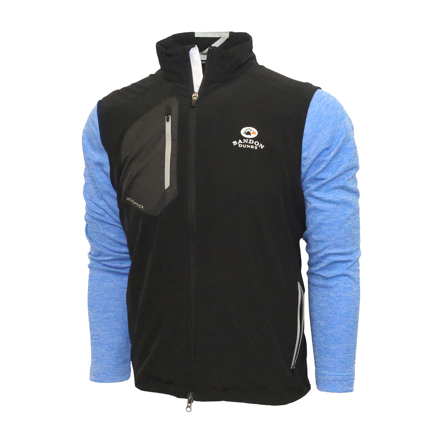 Black vest lightweight embroidered with the Bandon Dunes logo on left chest.