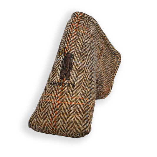 Blade cover with Herringbone pattern is predominantly brown with hints of beige throughout. There are accents of orange and blue stripes.
