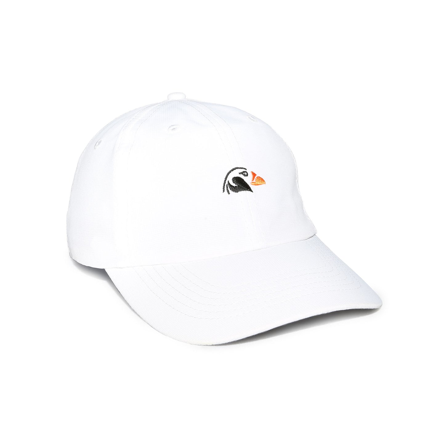 White hat with the Bandon Dunes Puffin icon logo