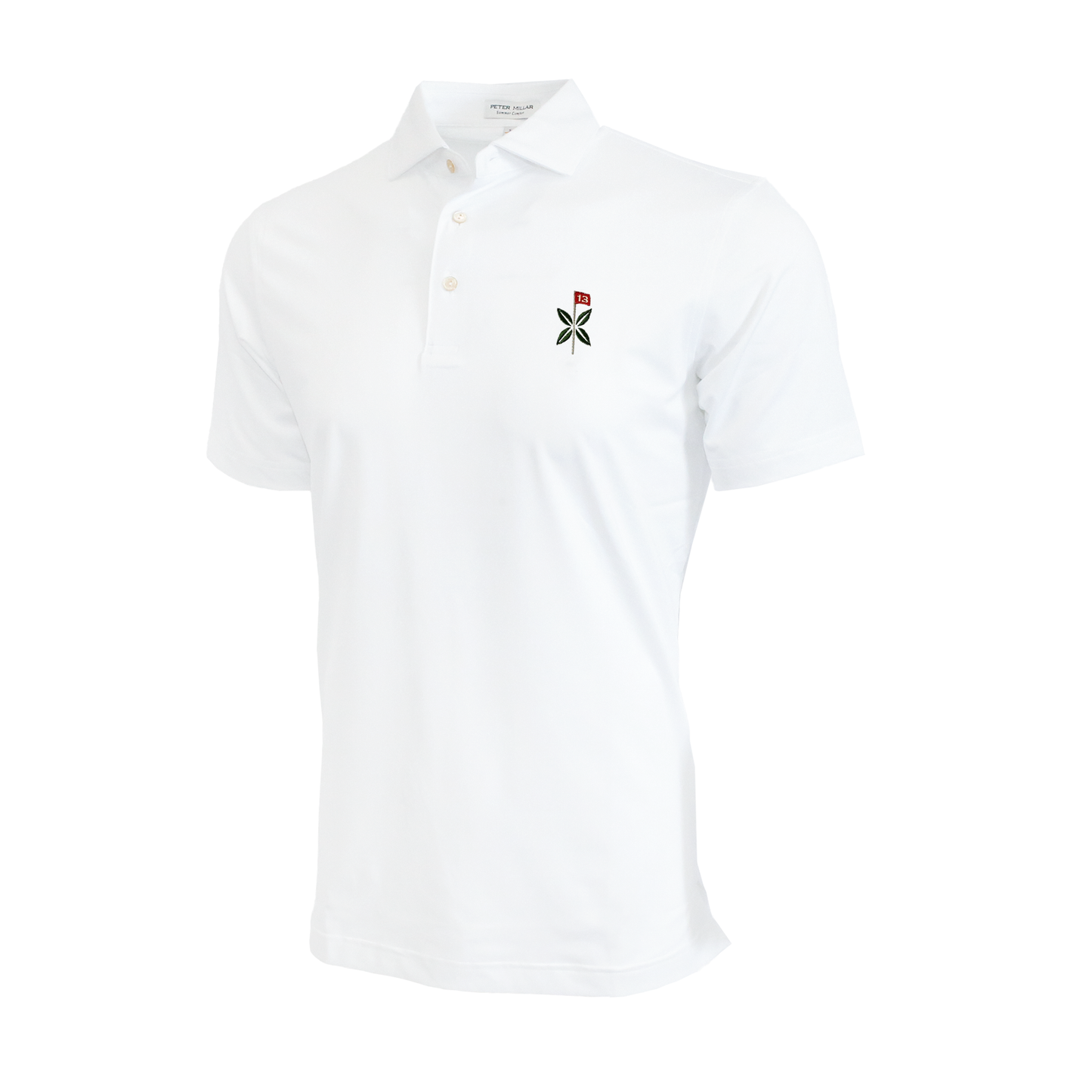 White short sleeve polo with Bandon Preserves logo