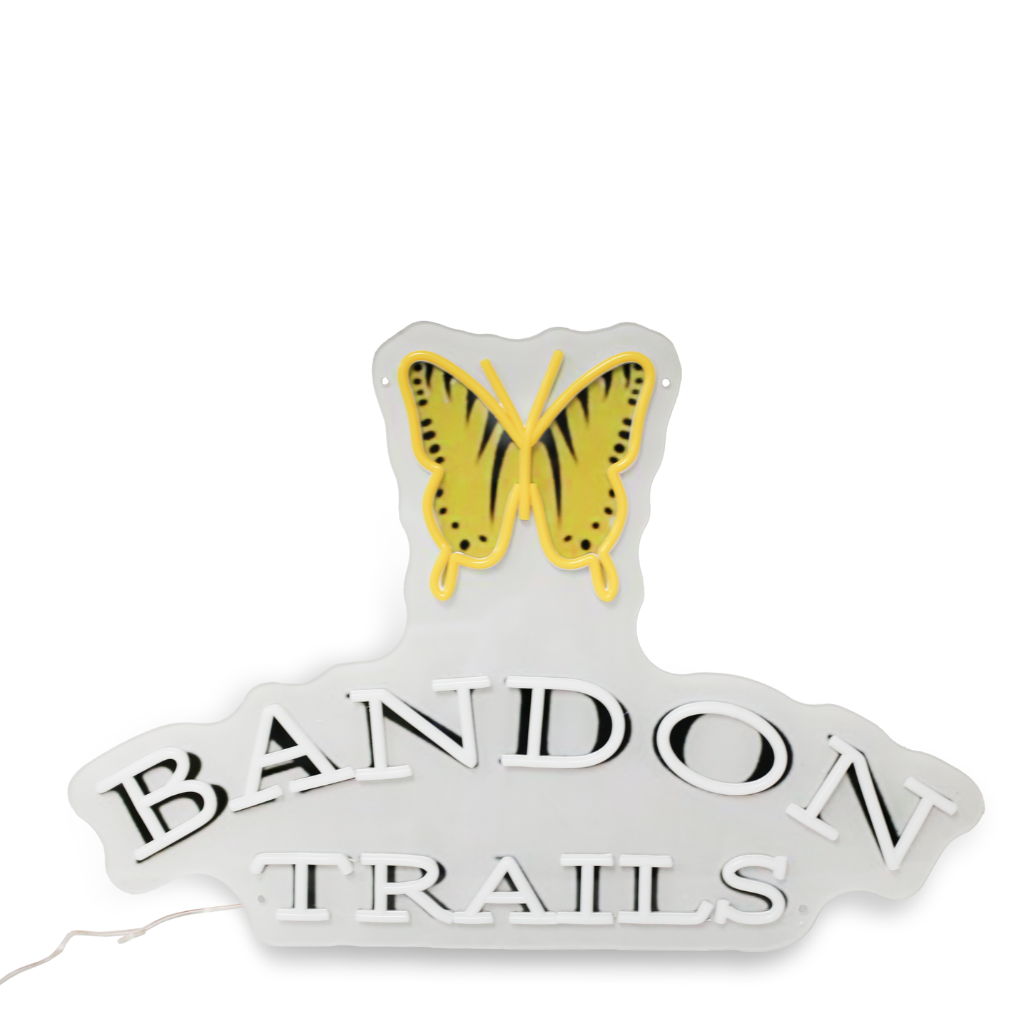 Lights off - Bandon Dunes logo in neon light design made with efficient LED lights.