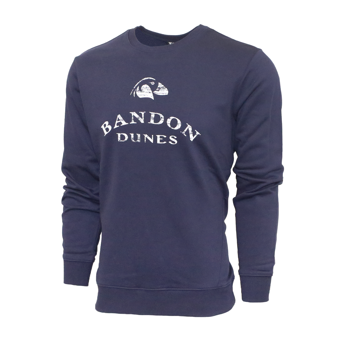 Navy crewneck sweatshirt featuring the Bandon Dunes logo in white on front.