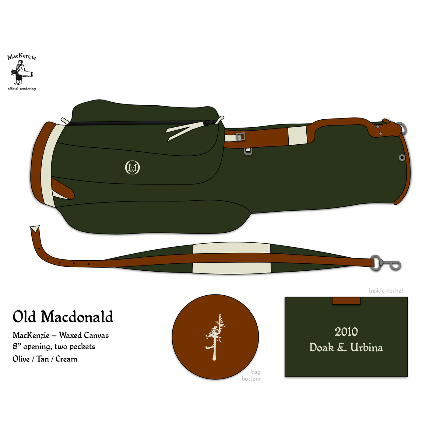 Waxed Canvas Golf Bag - Custom Ghost Tree
