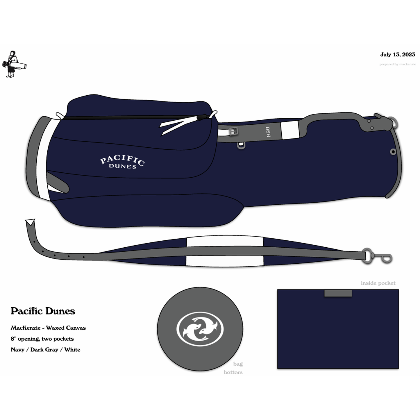 Custom Pacific Dunes MacKenzie Golf Bag