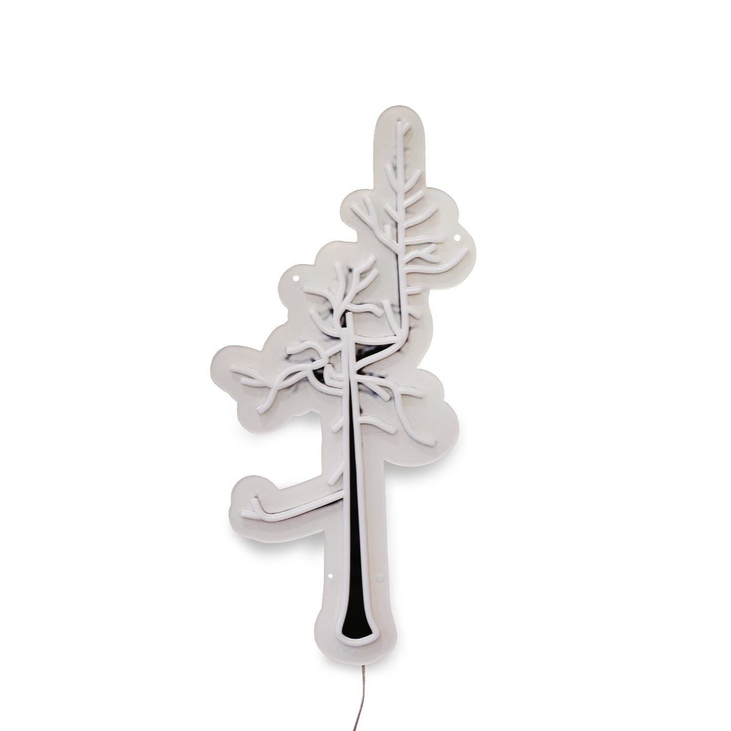 Lights off - Ghost Tree logo in neon light design made with efficient LED lights.
