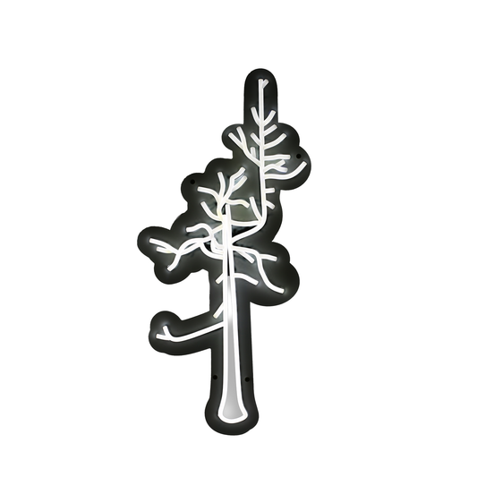 Ghost Tree logo in neon light design made with efficient LED lights.