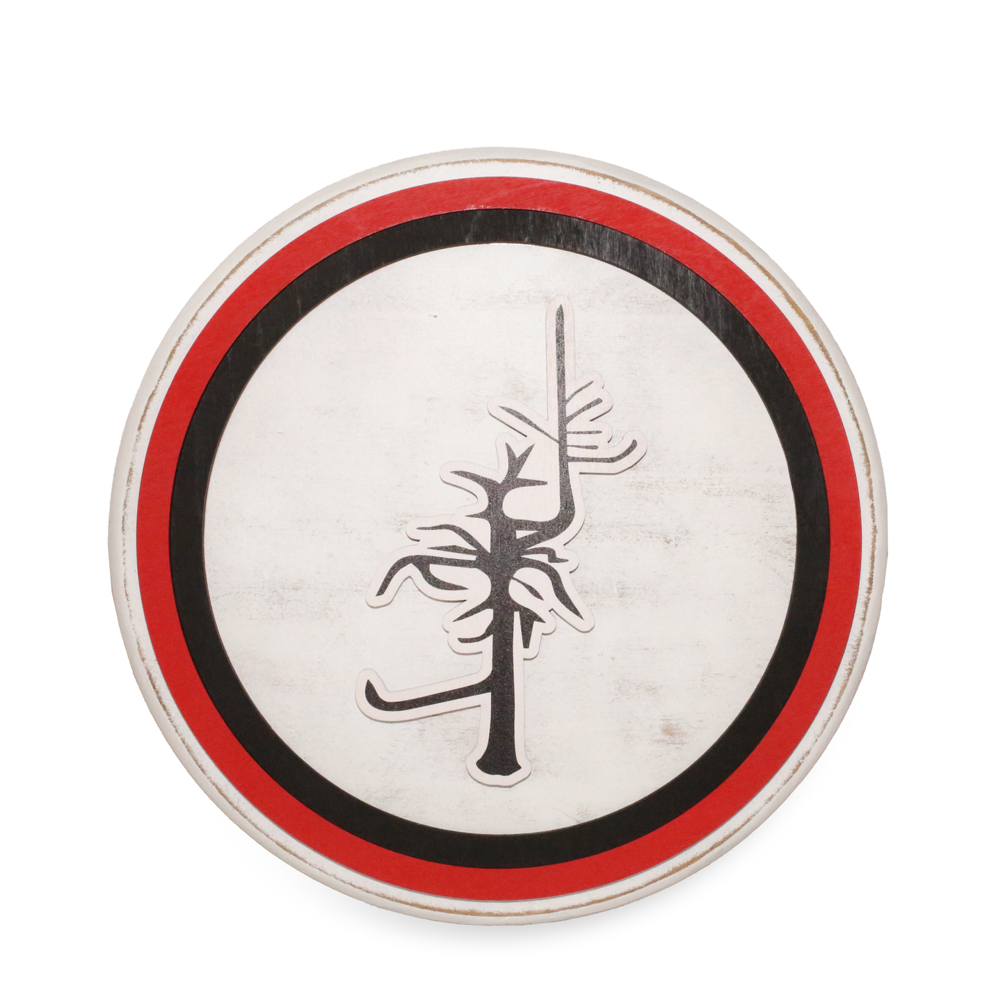 Wooden sign featuring a rustic look with the Ghost Tree course logo as the focal point. Dimensions:12" diameter