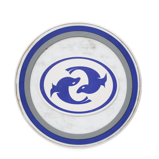 Wooden sign featuring a rustic look with the Pacific Dunes course logo as the focal point. Dimensions:12" diameter