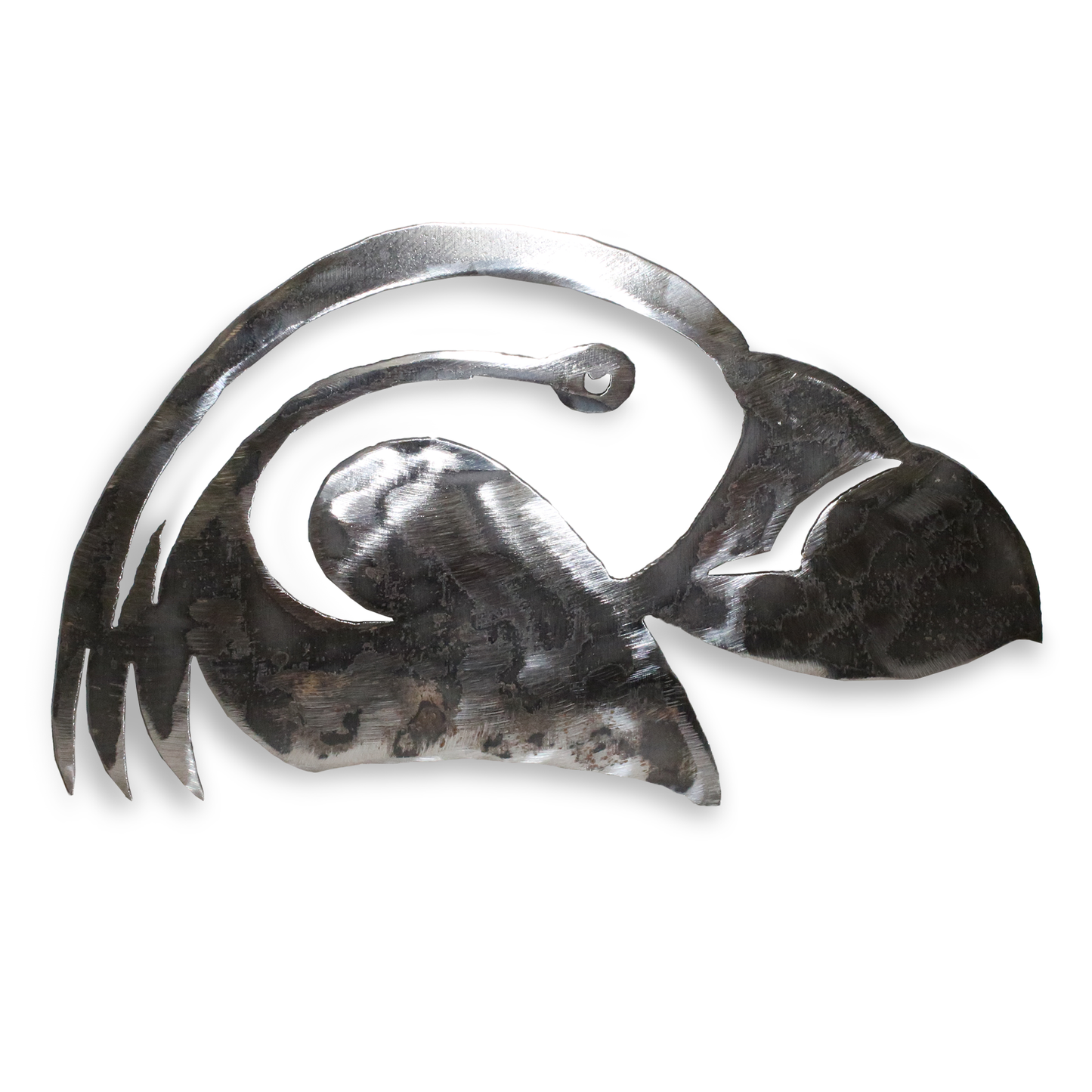 Cut forged iron shaped in the Bandon Dunes puffin logo