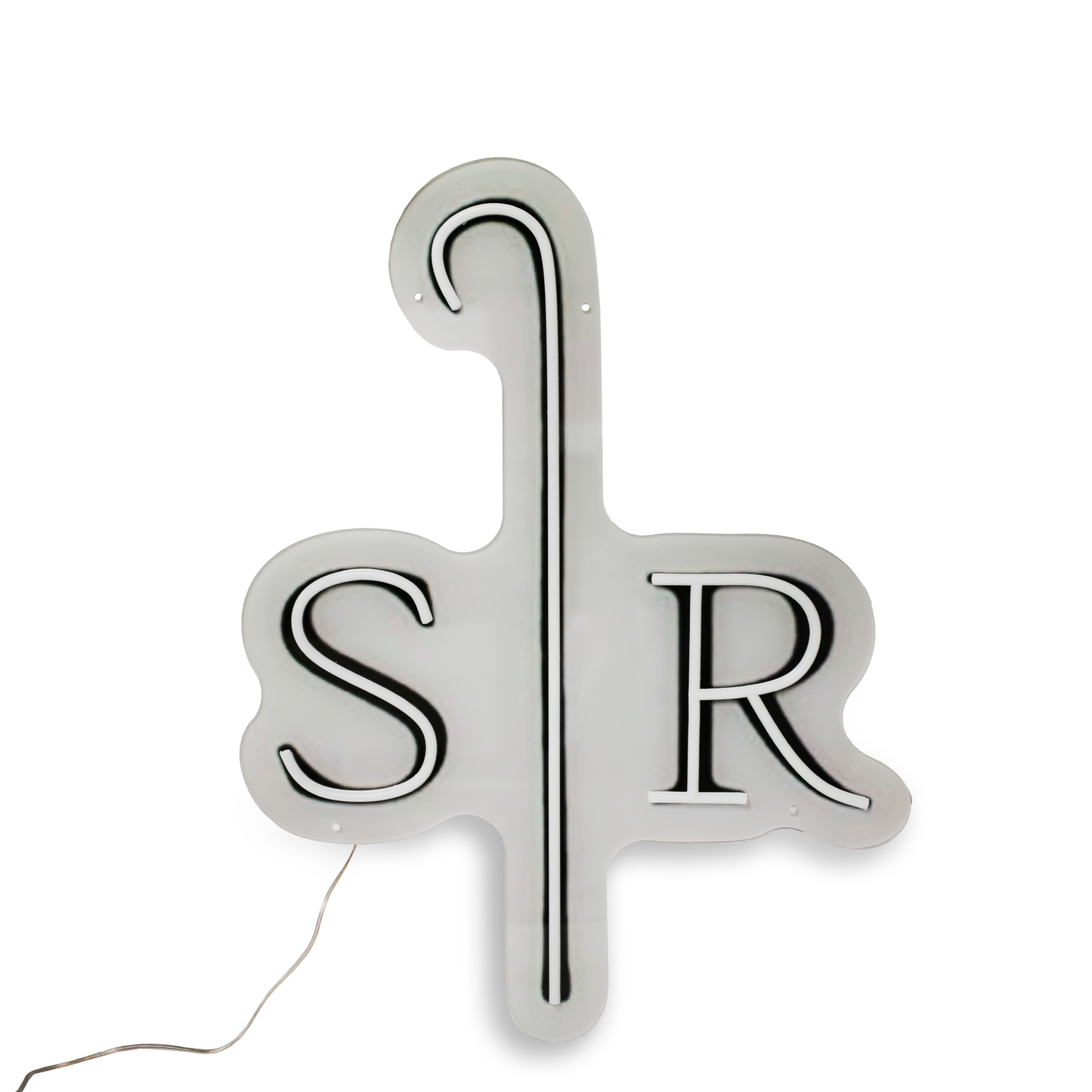 Lights off - Sheep Ranch logo in neon light design made with efficient LED lights.