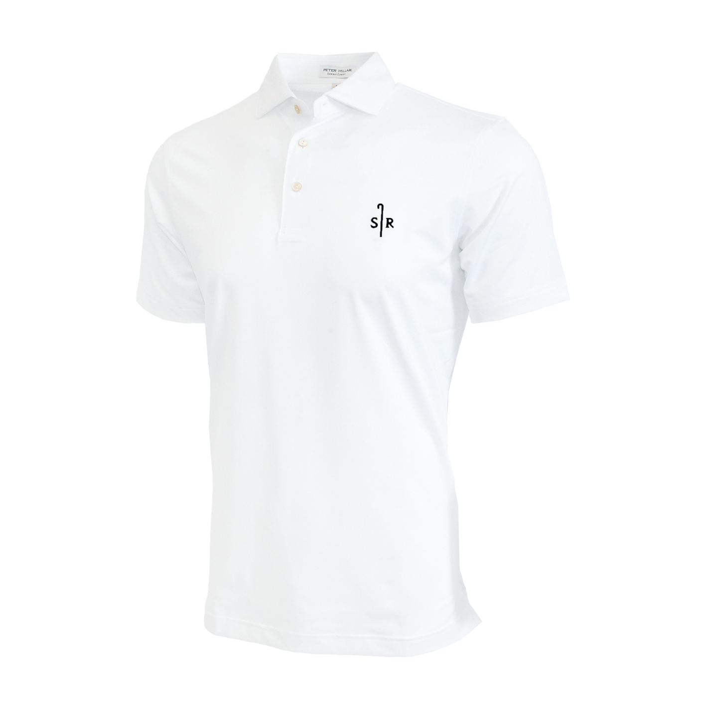 White short sleeve polo with Sheep Ranch logo