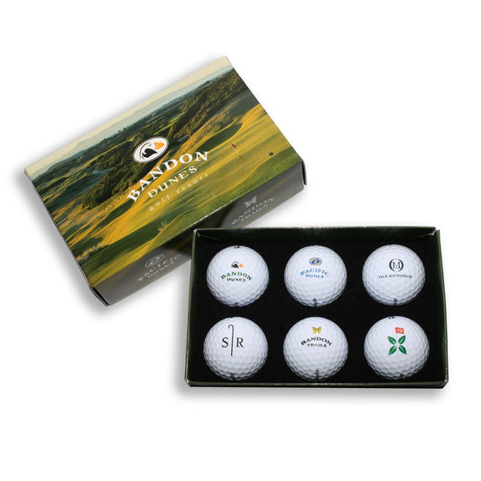 6 Pack Customized Resort Golf Balls- All Logo