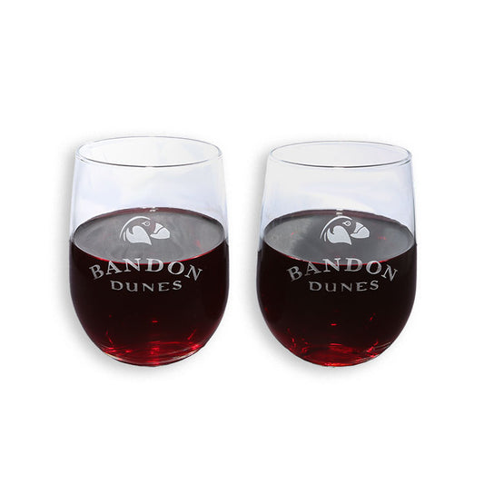 Stemless Wine Glass Set of 2 Bandon Dunes Logo