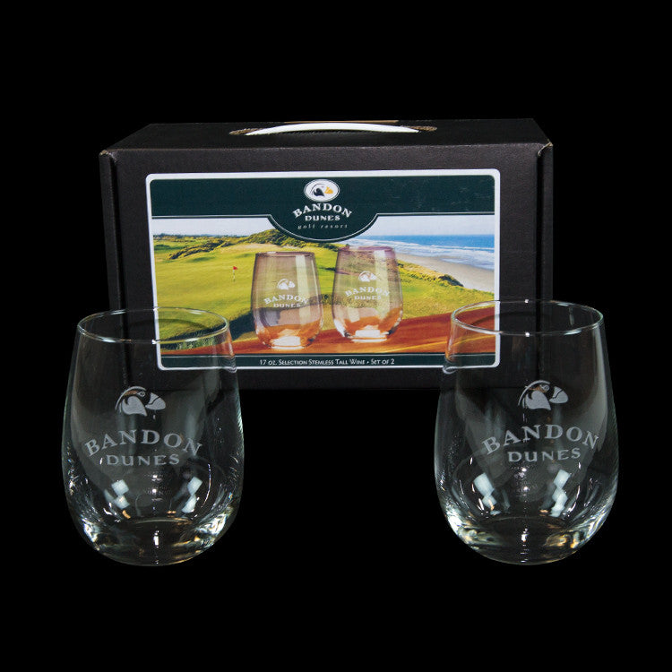 Stemless Wine Glass Set of 2 Bandon Dunes Logo